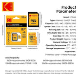 Micro SD Card Kodak MicroSDXC UHS-I U3 V30 Memory Card 128GB