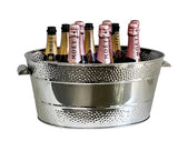 Flair Stainless Steel Oval Dotted Border Champagne Bucket w/ Metal Handle 46x26x21cm
