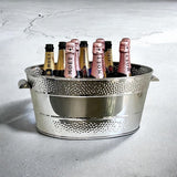 Flair Stainless Steel Oval Dotted Border Champagne Bucket w/ Metal Handle 46x26x21cm
