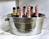 Flair Stainless Steel Oval Dotted Border Champagne Bucket w/ Metal Handle 46x26x21cm