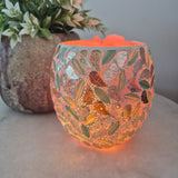 Mint Leaf Glass Mosaic Vase Bowl Himalayan Crystal Salt Lamp Natural Rock Vase Lamp