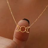 Minimalist Pendant Moon Constellation Circle Five-Pointed Metal Jewelry Golden