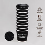 20pcs Coffee Cups With Lids Paper Cup Drinkware Coffee Rippled Takeaway - 100ml