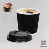 20pcs Coffee Cups With Lids Paper Cup Drinkware Coffee Rippled Takeaway - 100ml