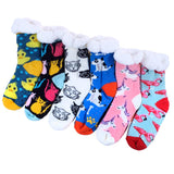 6 Pairs Socks Adults Heat Control Extra Sherpa Lined Anti-Slip Version One Assorted