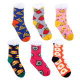 6 Pairs Socks Adults Heat Control Extra Sherpa Lined Anti-Slip Version Two Assorted