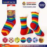 3 Pairs Socks Adults Heat Control Extra Sherpa Lined Anti-Slip Version Four B Assorted