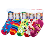 6 Pairs Socks Adults Heat Control Extra Sherpa Lined Anti-Slip Version Four Assorted