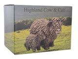Hughie Highland Cow & Calf Ornament Cows Statue Decor