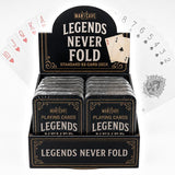 1 piece Playing Cards in Tin Standard Deck Casino Poker Legends Never Fold Man Cave Accessories
