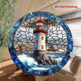 2D Lighthouse Printed Colorful Suncatcher Acrylic Window Hanging Home Decor 15cm