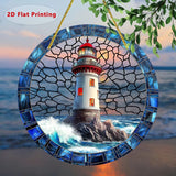 2D Lighthouse Printed Colorful Suncatcher Acrylic Window Hanging Home Decor 15cm