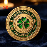 1x Coin Four Leaf Clover Wealth & Good Luck Talisman Prosperity Plenty Tree of Wealth Symbols