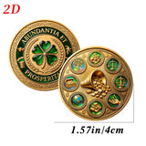 1x Coin Four Leaf Clover Wealth & Good Luck Talisman Prosperity Plenty Tree of Wealth Symbols