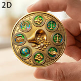 1x Coin Four Leaf Clover Wealth & Good Luck Talisman Prosperity Plenty Tree of Wealth Symbols
