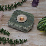 Candle Holder - Heart Ruby Zoisite Natural Top Polished 2.5cm x 8-10cm