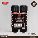 20pcs Coffee Cups With Lids Paper Cup Drinkware Coffee Rippled Takeaway - 100ml