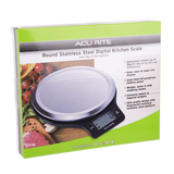 AcuRite Round Stainless Steel Digital Kitchen Scale 5kg Black
