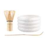 Teaology 3 Piece Matcha Tea Set White Speckle