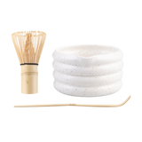 Teaology 3 Piece Matcha Tea Set White Speckle