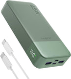 Power Bank Portable Charger 20000mAh 45W PD3.0 QC 4.0 Fast Charging Battery LED Display 2 USB-C 2 USB-A - Green
