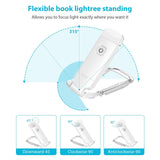 Book Night Reading Light USB Rechargeable Clip on Mini LED Lamp White Flexible