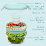 Bentgo All-In-One Glass Salad Container ToGo Dressing Lunch Box Coastal Seaglass