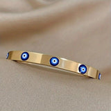 Stylish Gold Plated Evil Eye Bracelet Stainless Steel Wrist Jewellery Gift