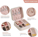 Mini Small Portable Travel Jewelry Organiser Box with Zipper Storage Case -WHITE