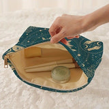 Sun Print Corduroy Makeup Bag Cosmetic Roomy Travel Zipper Toiletry Organizer