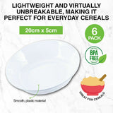6 Pce Melamine Bowls Lightweight Durable & Resistant Picnic BBQ - 20x5cm White
