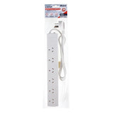 Power Board 6 Outlets Overload Protection Power Strip 1 Metre Cord 240V White