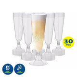30PK Champagne Flutes Glasses Disposable Leak Resistant Party Central 150ml