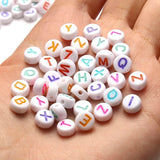 350pc White Flat Round Acrylic Alphabet Beads Cubes White/Col Letters Kids Jewel