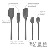 5 Piece Set Silicone Spatula Spoon Spoonula Tovolo Flex Core - Charcoal Grey