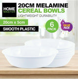 6 Pce Melamine Bowls Lightweight Durable & Resistant Picnic BBQ - 20x5cm White