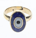 Ring Brass Evil Eye Blue Adjustable