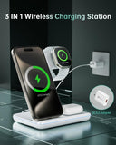 3 in 1 Wireless Charger 15W Fast Charging Station iPhone Samsung Galaxy - White