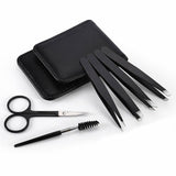 6x Professional Eyebrow Tweezers Set Plucker Puller Slanted Pointed Tip Manicure