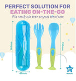 1PC Fork & Spoon Feeding Set With Travel Case 1st Steps Suction Cup Base - Pink