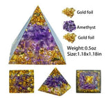Gold Amethyst Crystal Generator Pyramid Egyptian Healing Chakra Resin