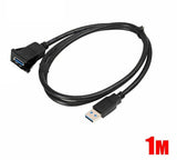 1M Car Dash Board Flush Mount USB 3.0 Male To Female Extension Panel Cable
