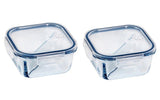 2x Eterna Glass Storage Reuseable Airtight Food Container 2 Divider Square 800ml
