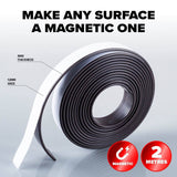 2PK Adhesive Magnetic Strip Reusable Strong Flexible Handy Hardware 12mm x 2m