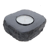 Candle Holder Black Tourmaline Natural Top Polish Tealight Decoration 2.5x8cm