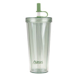 Oasis Smoothie Tumbler w/ Straw Double Wall Drink Cup BPA Free 520ml Green Apple