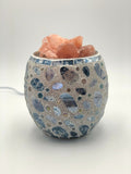 HiImalayan Crystal Salt Lamp Natural Rock  Glass Mosaic Vase Bowl - Aqua Pebble