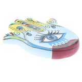 Clay Incense Holder Hamsa Hand 13cm Yoga Meditation Protection Blue