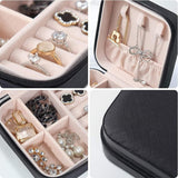 Mini Small Portable Travel Jewelry Organiser Box with Zipper Storage Case -BLACK