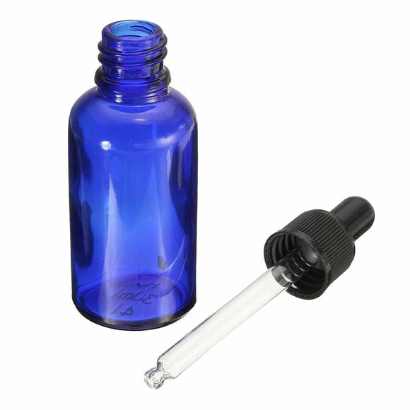 5PCS Blue Glass Liquid Dropper Reagent Eye Pipette Essential Oils Bottle Blue